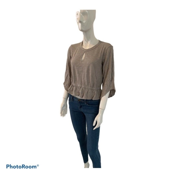 New M By Wilt 3/4 Flared Sleeves Gray Blouse XS Top Classic Shirt cotton size 2 - Picture 2 of 10